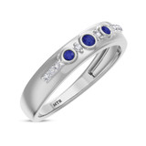 Photo of Kana 1/5 CT. T.W. Sapphire and Diamond Matching Wedding Band Set 14K White Gold [BT895WM]