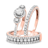 Photo of Blissfully 2 1/10 ct tw. Diamond Round Solitaire Trio Set 10K Rose Gold [BT458R-R038]