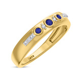 Photo of Kana 1/5 CT. T.W. Sapphire and Diamond Matching Wedding Band Set 10K Yellow Gold [BT895YM]