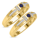 Photo of Bryony 1/5 Carat T.W. Sapphire and Diamond Matching Wedding Band Set 14K Yellow Gold [WM897Y]