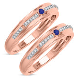 Photo of Liana 1/7 CT. T.W. Sapphire and Diamond Matching Wedding Band Set 10K Rose Gold [WM898R]