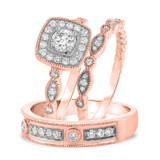 Photo of Entwined 1 ct tw. Diamond Round Solitaire Trio Set 14K Rose Gold [BT459R-R029]