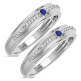 Photo of Liana 1/7 Carat T.W. Sapphire and Diamond Matching Wedding Band Set 10K White Gold [WM898W]