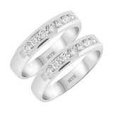 Photo of Alastair 1 1/10 ct tw. Diamond Same Sex Mens Band Set 10K White Gold [WM931W]