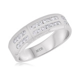Photo of Alastair 1 1/10 ct tw. Diamond Same Sex Mens Band Set 10K White Gold [BT931WM]
