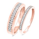 Photo of Classic Carole 3/8 ct tw. Diamond His and Hers Matching Wedding Band Set 14K Rose Gold [WB803R]