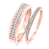 Photo of Carole 1/3 ct tw. Diamond His and Hers Matching Wedding Band Set 10K Rose Gold [WB804R]