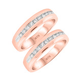 Photo of Edu 1 ct tw. Diamond Same Sex Mens Band Set 10K Rose Gold [WM937R]