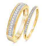 Photo of Carole 1/3 ct tw. Diamond His and Hers Matching Wedding Band Set 10K Yellow Gold [WB804Y]