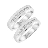Photo of Edu 1 ct tw. Diamond Same Sex Mens Band Set 14K White Gold [WM937W]
