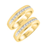 Photo of Edu 1 ct tw. Diamond Same Sex Mens Band Set 14K Yellow Gold [WM937Y]