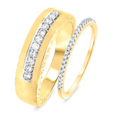 Photo of Amina 1/3 ct tw. Diamond His and Hers Matching Wedding Band Set 10K Yellow Gold [WB806Y]