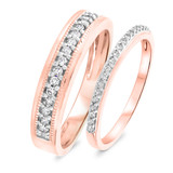 Photo of Marlow 3/8 ct tw. Diamond His and Hers Matching Wedding Band Set 10K Rose Gold [WB809R]