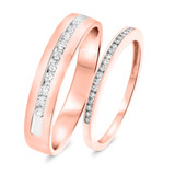 Photo of Glamour 1/2 ct tw. Diamond His and Hers Matching Wedding Band Set 10K Rose Gold [WB810R]