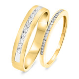 Photo of Glamour 1/2 ct tw. Diamond His and Hers Matching Wedding Band Set 14K Yellow Gold [WB810Y]