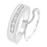 Photo of Paramount 1/3 ct tw. Diamond His and Hers Matching Wedding Band Set 14K White Gold [WB811W]