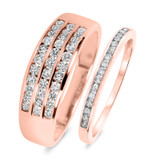 Photo of Kylee 3/4 ct tw. Diamond His and Hers Matching Wedding Band Set 14K Rose Gold [WB812R]