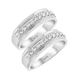 Photo of Monroe 1 ct tw. Diamond Same Sex Mens Band Set 14K White Gold [WM950W]