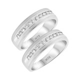 Photo of Ollie 1 ct tw. Diamond Same Sex Mens Band Set 10K White Gold [WM951W]