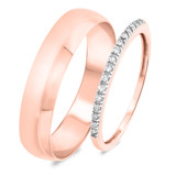 Photo of Mystic 1/1His and Hers Matching Wedding Band Set 10K Rose Gold [WB814R]