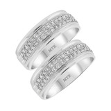 Photo of Byron 1 ct tw. Diamond Same Sex Mens Band Set 14K White Gold [WM952W]
