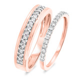 Photo of Cammi 1/2 ct tw. Diamond His and Hers Matching Wedding Band Set 10K Rose Gold [WB816R]
