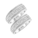 Photo of Arjan 1 ct tw. Diamond Same Sex Mens Band Set 14K White Gold [WM957W]