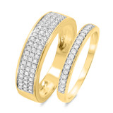 Photo of Canyon 3/8 ct tw. Diamond His and Hers Matching Wedding Band Set 14K Yellow Gold [WB837Y]