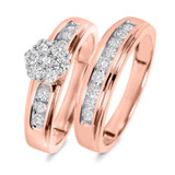 Photo of Encina 5/8 Carat T.W. Diamond Round Cluster Bridal Set 14K Rose Gold [BR501R-C000]