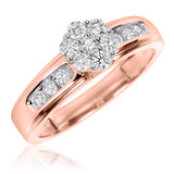 Photo of Encina 5/8 Carat T.W. Diamond Round Cluster Bridal Set 14K Rose Gold [BT501RE-C000]