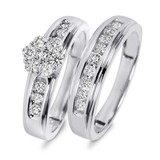 Photo of Encina 5/8 Carat T.W. Diamond Round Cluster Bridal Set 10K White Gold [BR501W-C000]