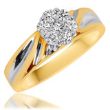 Photo of Cascade 1/3 ct tw. Diamond Round Cluster Engagement Ring 10K Yellow Gold [BT508YE-C000]
