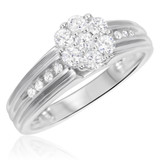 Photo of Braylin 2/3 Carat T.W. Diamond Round Cluster Bridal Set 14K White Gold [BT502WE-C000]