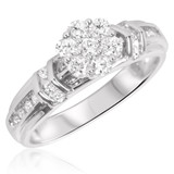 Photo of Bexley 3/4 Carat T.W. Diamond Round Cluster Bridal Set 10K White Gold [BT503WE-C000]