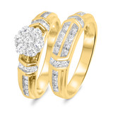 Photo of Bexley 3/4 Carat T.W. Diamond Round Cluster Bridal Set 14K Yellow Gold [BR503Y-C000]
