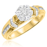 Photo of Bexley 3/4 Carat T.W. Diamond Round Cluster Bridal Set 14K Yellow Gold [BT503YE-C000]