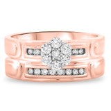 Photo of Willow 3/8 CT. T.W. Diamond Round Cluster Bridal Set 10K Rose Gold [BR504R-C000]