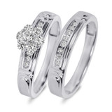 Photo of Willow 3/8 CT. T.W. Diamond Round Cluster Bridal Set 10K White Gold [BR504W-C000]