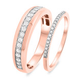 Photo of Nicolette 1/2 ct tw. Diamond His and Hers Matching Wedding Band Set 10K Rose Gold [WB846R]