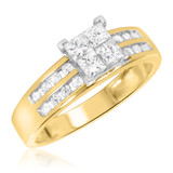 Photo of Tegan 3/4 ct tw. Diamond Princess Cluster Engagement Ring 14K Yellow Gold [BT512YE-C000]