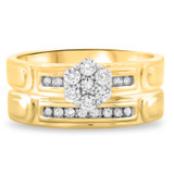 Photo of Willow 3/8 CT. T.W. Diamond Round Cluster Bridal Set 10K Yellow Gold [BR504Y-C000]