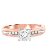 Photo of Farrah 1/3 ct tw. Diamond Princess Cluster Engagement Ring 14K Rose Gold [BT513RE-C000]