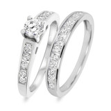Photo of Kore 1 Carat T.W. Diamond Round Solitaire Bridal Set 10K White Gold [BR505W-R029]