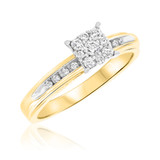 Photo of Farrah 1/3 ct tw. Diamond Princess Cluster Engagement Ring 14K Yellow Gold [BT513YE-C000]