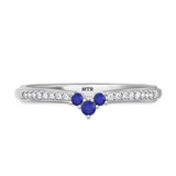 Photo of Abilia 1/5 Carat T.W. Sapphire and Diamond Ladies Wedding Band 14K White Gold [BT877WL]