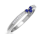Photo of Abilia 1/5 Carat T.W. Sapphire and Diamond Ladies Wedding Band 14K White Gold [BT877WL]