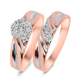 Photo of Cascade 3/8 Carat T.W. Diamond Round Cluster Bridal Set 10K Rose Gold [BR508R-C000]