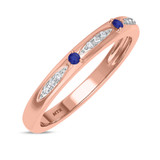 Photo of Mawar 1/10 Carat T.W. Sapphire and Diamond Ladies Wedding Band 14K Rose Gold [BT878RL]