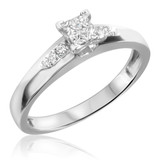Photo of Amor 1/5 ct tw. Diamond Princess Cluster Engagement Ring 14K White Gold [BT522WE-C000]