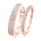 Photo of Camille 1/4 ct tw. Diamond Wedding Band Set 10K Rose Gold [WB850R]